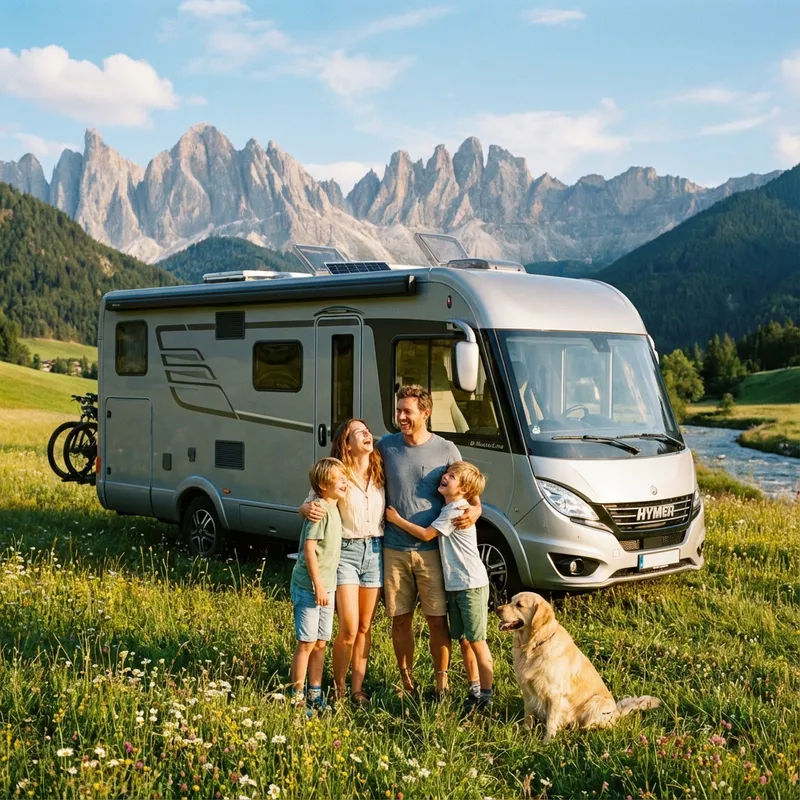 Familia eligiendo autocaravana